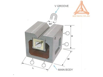 Bản vẽ khối V từ tính VCP-40 hãng Vertex