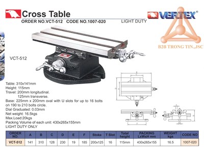 Chi tiết Bàn máy chữ thập hãng Vertex
