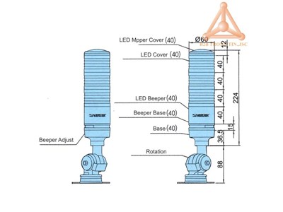 Bản vẽ Bộ tín hiệu đèn LED chống nước hãng Vertex